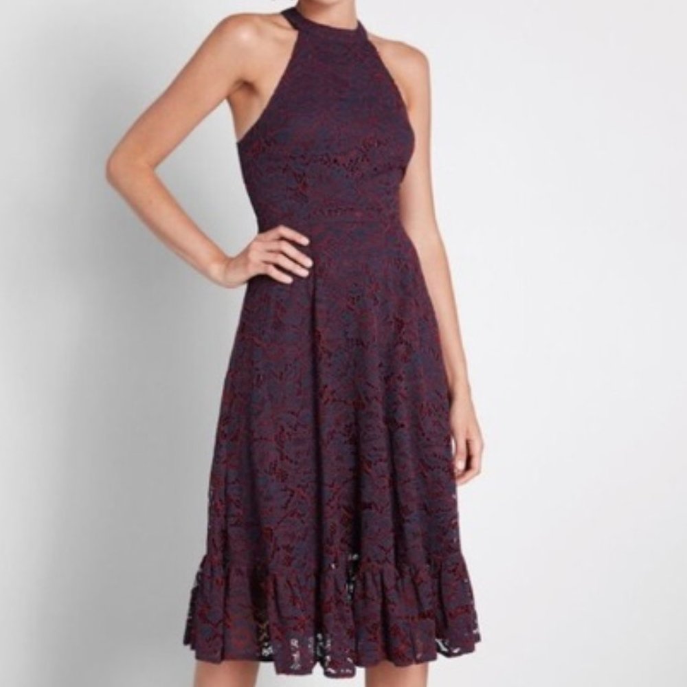 NWOT Modcloth Halter Lace Midi Dress Size 4